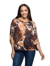 24seven Comfort Apparel Paisley Print Dolman Sleeve Top In Multi