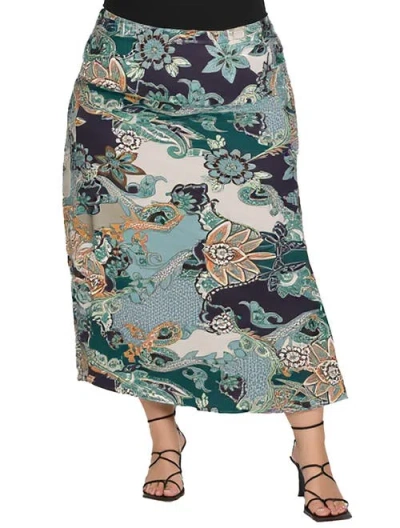 24seven Comfort Apparel Paisley Print Maxi Skirt In Multi