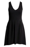 24seven Comfort Apparel Party Stretch High-low Dress In Black