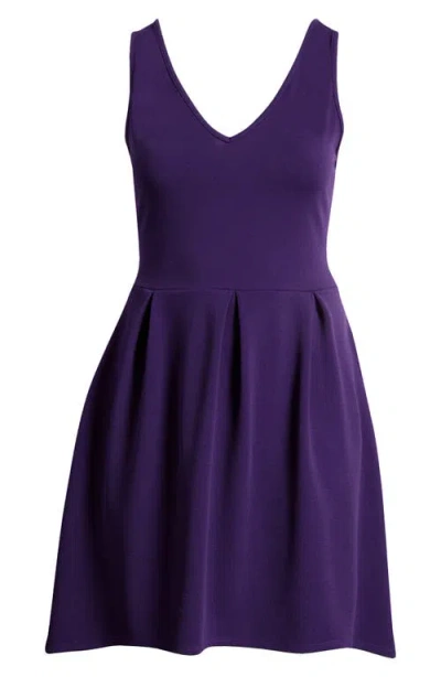 24seven Comfort Apparel Party Stretch High-low Dress In Purple