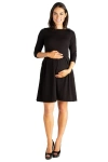 24seven Comfort Apparel Perfect Fit And Flare Maternity Pocket Dress In Black