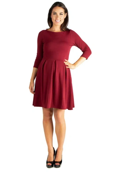 24SEVEN COMFORT APPAREL 24SEVEN COMFORT APPAREL PERFECT FIT AND FLARE MATERNITY POCKET DRESS