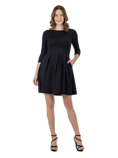 24SEVEN COMFORT APPAREL 24SEVEN COMFORT APPAREL PERFECT FIT AND FLARE POCKET DRESS