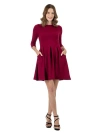24seven Comfort Apparel Perfect Fit And Flare Pocket Dress In Burgundy