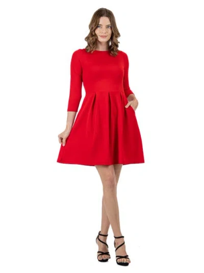 24SEVEN COMFORT APPAREL 24SEVEN COMFORT APPAREL PERFECT FIT AND FLARE POCKET DRESS