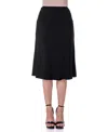 24seven Comfort Apparel Petite A Line Elastic Waist Knee Length Skirt In Black