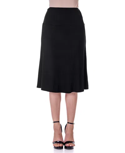 24seven Comfort Apparel Petite A Line Elastic Waist Knee Length Skirt In Black