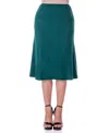 24seven Comfort Apparel Petite A Line Elastic Waist Knee Length Skirt In Green