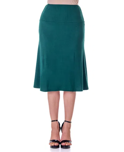 24seven Comfort Apparel Petite A Line Elastic Waist Knee Length Skirt In Green