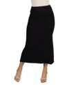 24seven Comfort Apparel Petite Comfortable Fold Over Maxi Skirt In Black