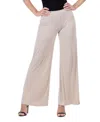 24seven Comfort Apparel Petite Comfortable Solid Color Palazzo Wide Leg Pants In Neutral