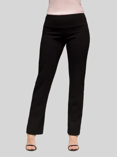 24seven Comfort Apparel Petite Straight Leg Comfortable Stretch Elastic High Waist Dress Pants In Black