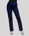 24seven Comfort Apparel Petite Comfortable Stretch High Waist Dress Pants In Blue