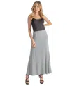 24seven Comfort Apparel Petite Elastic Waist Solid Color Maxi Skirt In Gray