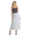 24seven Comfort Apparel Petite Elastic Waist Solid Color Maxi Skirt In Gray