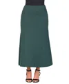 24seven Comfort Apparel Petite Elastic Waist Solid Color Maxi Skirt In Green