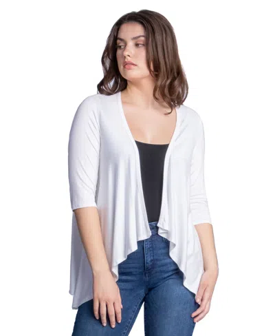 24seven Comfort Apparel Petite Elbow Length Sleeve Open Cardigan Jacket
