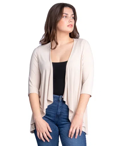 24seven Comfort Apparel Petite Elbow Length Sleeve Open Cardigan Jacket
