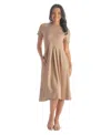 24seven Comfort Apparel Petites Midi Dress With Short Sleeves And Pocket Detail
