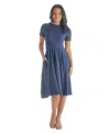 24seven Comfort Apparel Petites Midi Dress With Short Sleeves And Pocket Detail