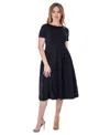 24seven Comfort Apparel Petites Midi Dress With Short Sleeves And Pocket Detail
