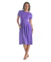 24seven Comfort Apparel Petites Midi Dress With Short Sleeves And Pocket Detail