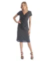 24seven Comfort Apparel Petites Short Sleeve Knee Length Faux Wrap Dress