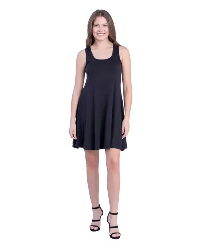 24SEVEN COMFORT APPAREL PETITE SLEEVELESS A-LINE FIT AND FLARE SKATER DRESS