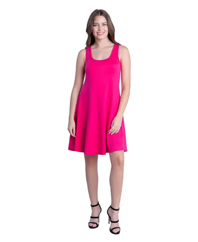 24SEVEN COMFORT APPAREL PETITE SLEEVELESS A-LINE FIT AND FLARE SKATER DRESS