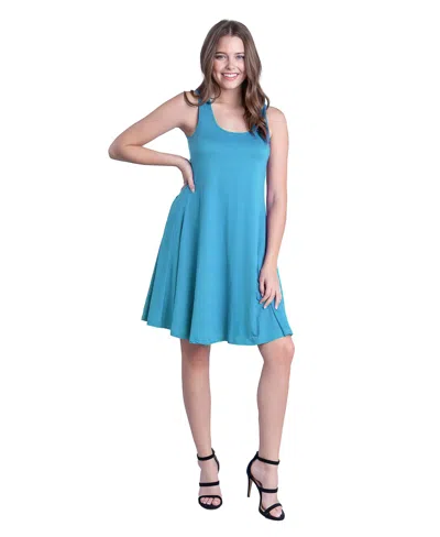 24SEVEN COMFORT APPAREL PETITE SLEEVELESS A-LINE FIT AND FLARE SKATER DRESS