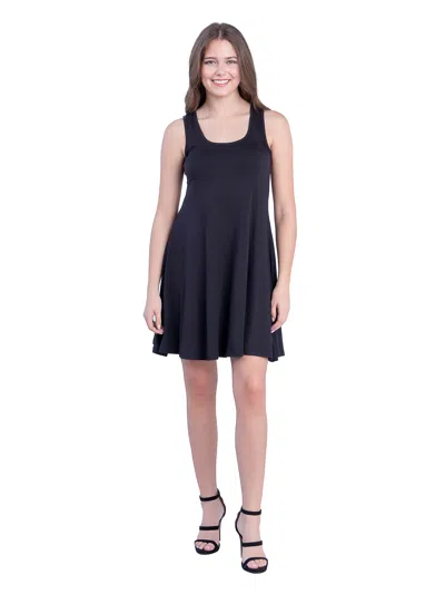 24seven Comfort Apparel Petite Sleeveless A Line Fit And Flare Skater Dress In Black