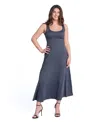 24seven Comfort Apparel Petite Slim Fit A-line Sleeveless Maxi Dress In Black