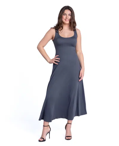 24seven Comfort Apparel Petite Slim Fit A-line Sleeveless Maxi Dress In Black