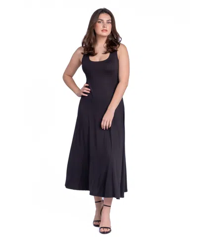 24seven Comfort Apparel Petite Slim Fit A-line Sleeveless Maxi Dress In Black