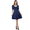 24seven Comfort Apparel Petites Apparel A-line Knee Length Dress Elbow Length Sleeves