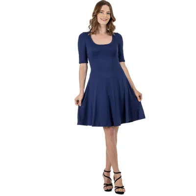 24seven Comfort Apparel Petites Apparel A-line Knee Length Dress Elbow Length Sleeves