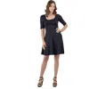 24seven Comfort Apparel Petites Apparel A-line Knee Length Dress Elbow Length Sleeves