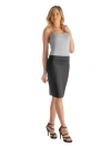 24seven Comfort Apparel Petites Solid Color Elastic Waist Knee Length Pencil Skirt In Gray