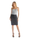 24seven Comfort Apparel Petites Solid Color Elastic Waist Knee Length Pencil Skirt In Gray
