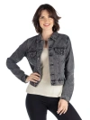 24seven Comfort Apparel Petites Timeless Denim Jacket In Black