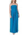 24SEVEN COMFORT APPAREL PLEATED A LINE STRAPLESS MAXI POCKET DRESS