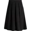24seven Comfort Apparel Elastic Waist Pleated Pocket Midi Skirt In Black