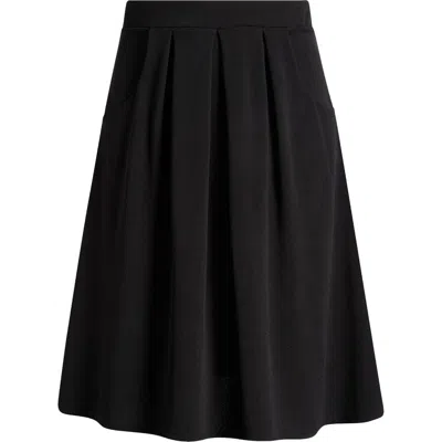 24seven Comfort Apparel Pleated Elastic Waist Skirt In Black