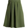 24seven Comfort Apparel Pleated Elastic Waist Skirt In Olive