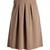 24seven Comfort Apparel Pleated Elastic Waist Skirt In Taupe