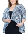 24SEVEN COMFORT APPAREL PLUS SIZE 3/4 LENGTH SLEEVE OPEN CARDIGAN