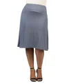 24seven Comfort Apparel Plus Size A Line Elastic Waist Skirt In Charcoal