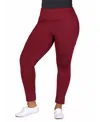 24seven Comfort Apparel Plus Size Comfortable Ankle Length Leggings In Wine