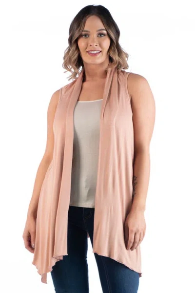 24seven Comfort Apparel Plus Size Asymmetric Open Front Cardigan In Brown