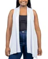 24seven Comfort Apparel Plus Size Elbow Length Open Front Cardigan Sweater In White